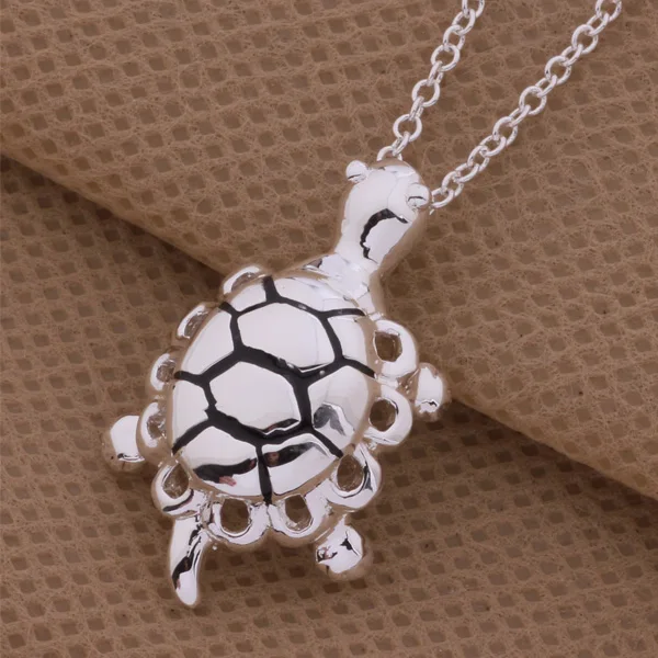 Ожерелье серебряного цвета с подвеской в виде морской черепахи|silver necklace|silver necklace