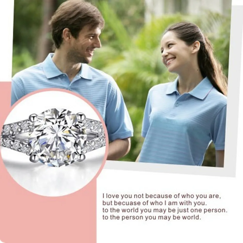 

Hand Made Solid Sterling Silver 2Ct Diamond Wedding Ring for Women Engagement Ring Brilliant Forever White Gold Jewelry