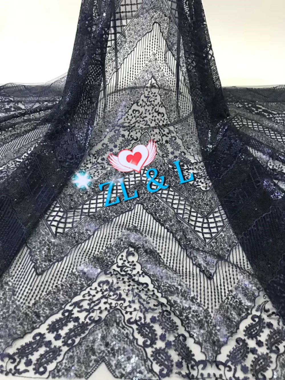 Sale ZLL-40278 wedding dress exquisite sequins line embroidery French net tulle fabric Africa Nigeria bud silk cloth | Дом и сад