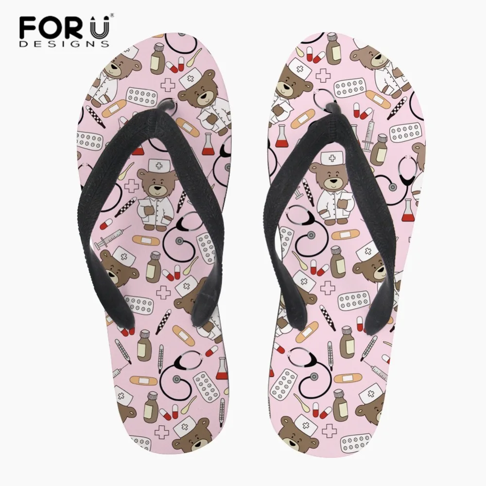 FORUDESIGNS/женские летние шлепанцы с мультяшным медведем для девочек-подростков