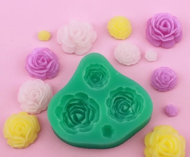 Molde de Argila Moda Rosaflor Fondant Silicone Bakeware Molde Decoração Gum Paste 4
