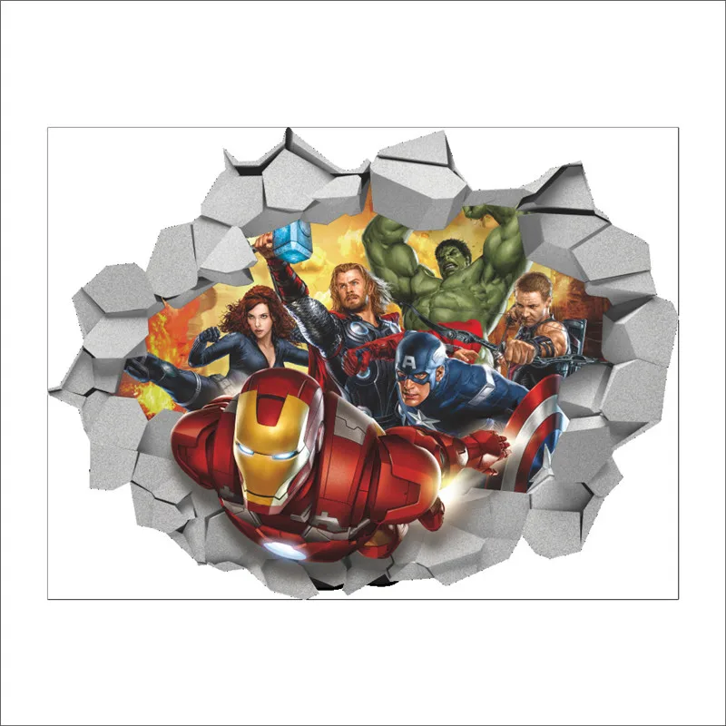 Дисней наклейка "Мстители" Marvel анимация настенный выключатель 3D Наклейка стерео эффект Детская комната Наклейка - Цвет: 1