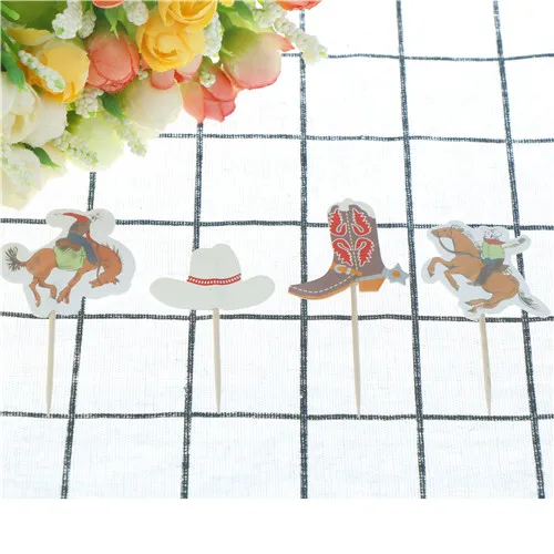 Детский ковбойский Топпер для кексов тематические товары вечерние Мультяшные