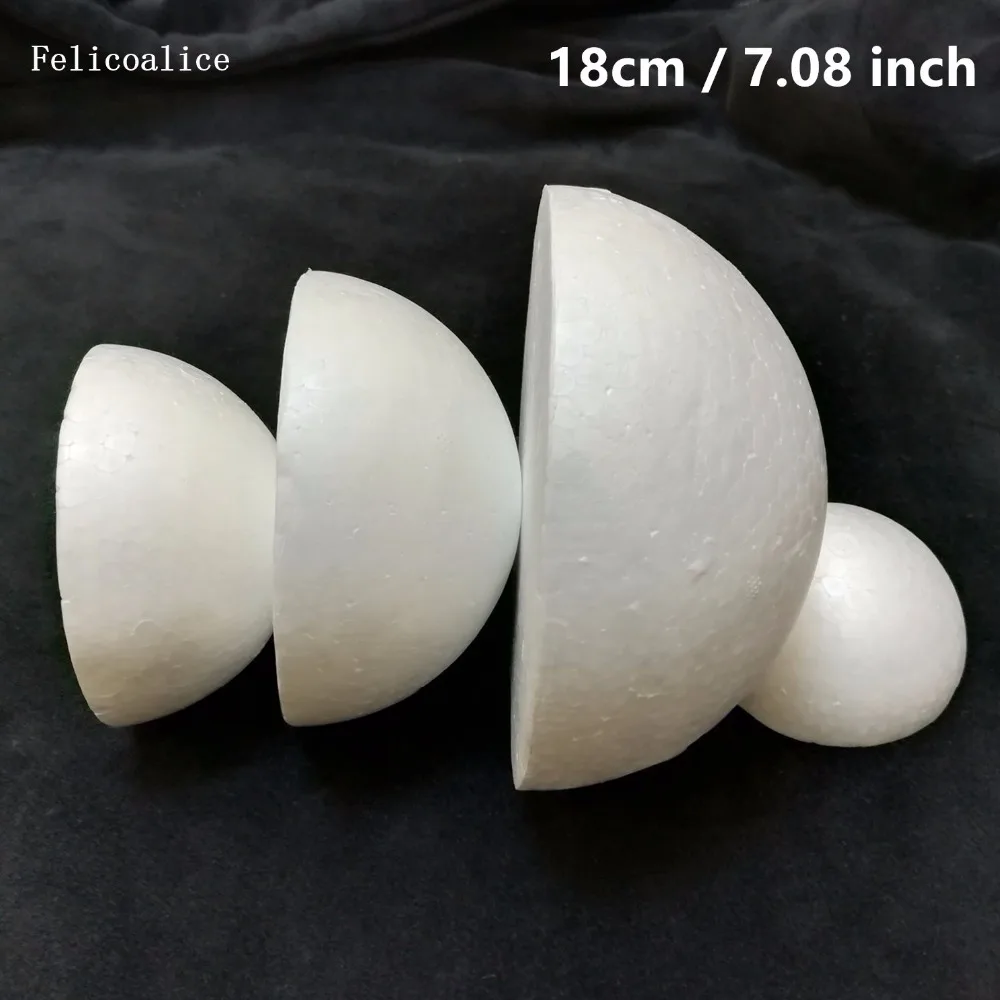 

4pcs White Modelling Half Polystyrene Styrofoam Foam Ball Spheres For New DIY Crafts Supplies 18cm 7.08 inch