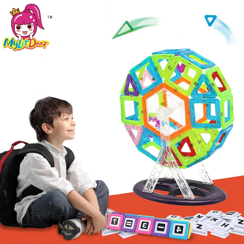

46pcs Big Size Magnetic Building Blocks Ferris Wheel Brick Designer Enlighten Bricks Magnetic Toys For Children's Birthday Gift