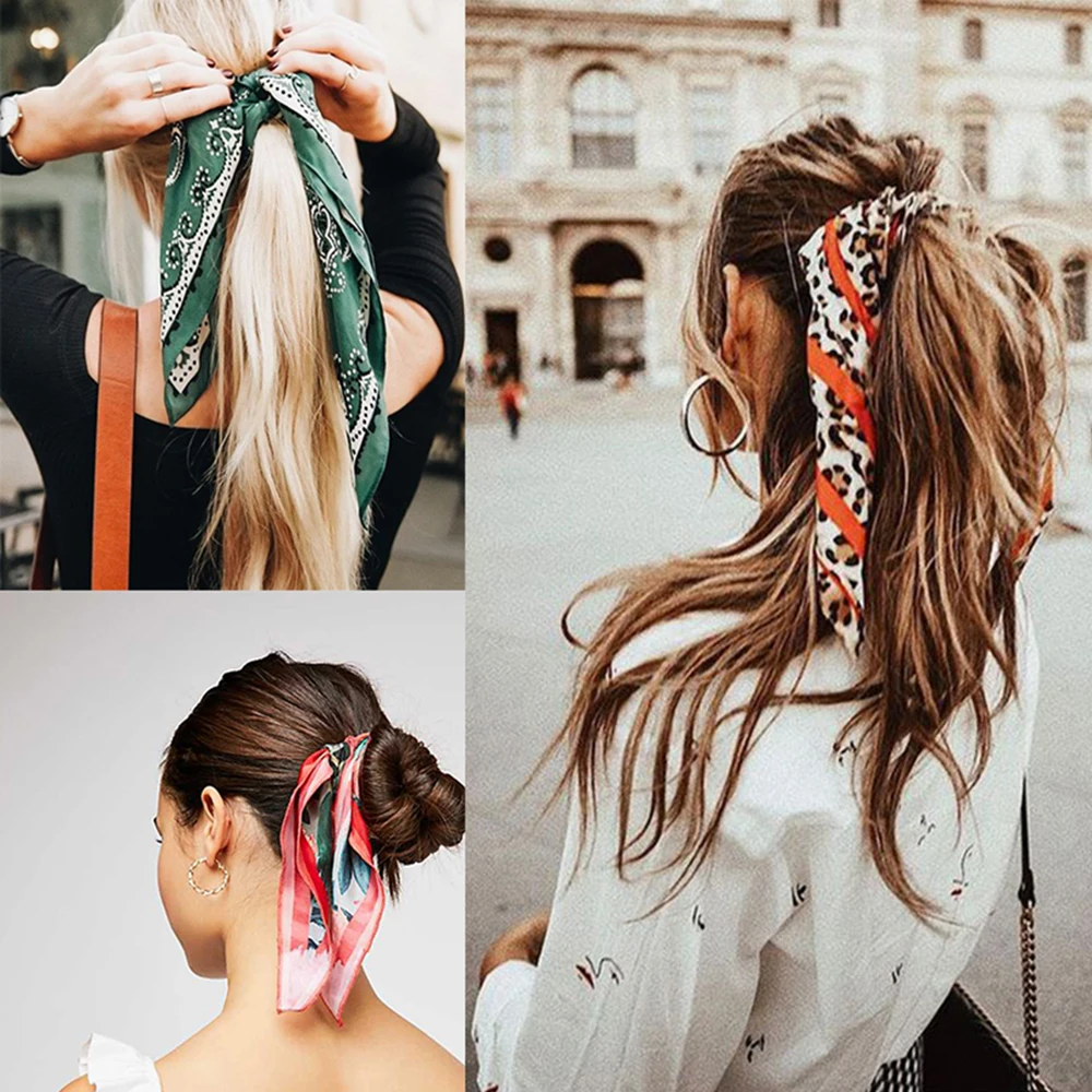 Женские резинки для волос с бантом летние эластичные цветочной лентой заколки