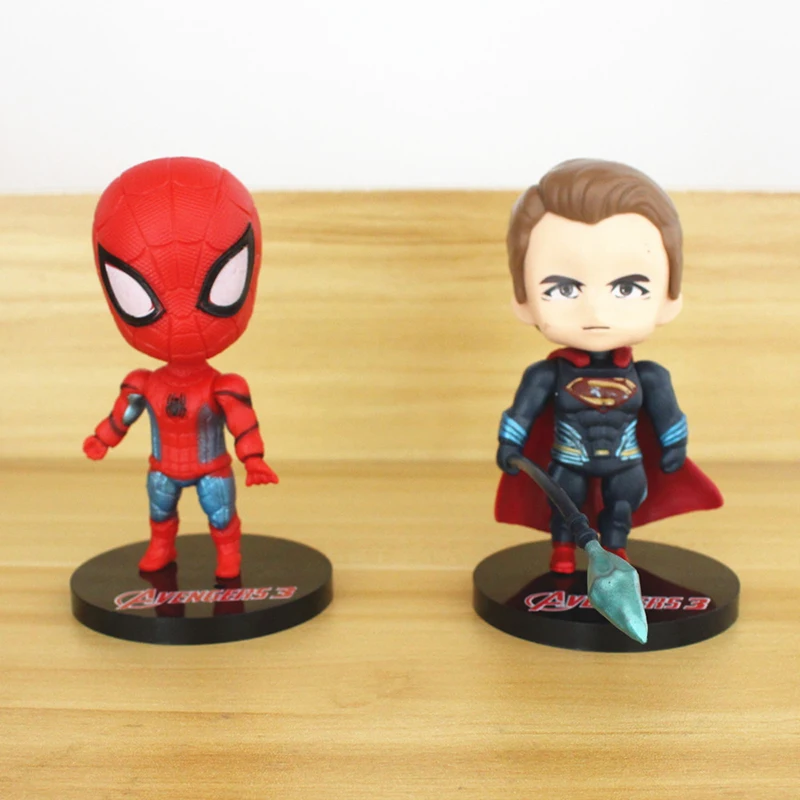 Мстители миниатюры Marvel ПВХ Фигурки Человек-паук Фигурки, детские игрушки Капитан Marvel Бэтмен Человек-паук Халк