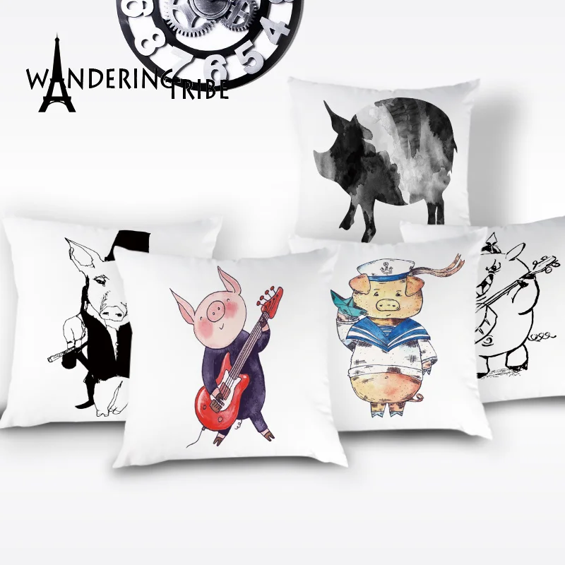 

Cute Animal Cushions Cover Cartoon Pig Throw Pillows Cases Children Cushion Covers Home Decor Sofa Soft Living Room Pillow Case