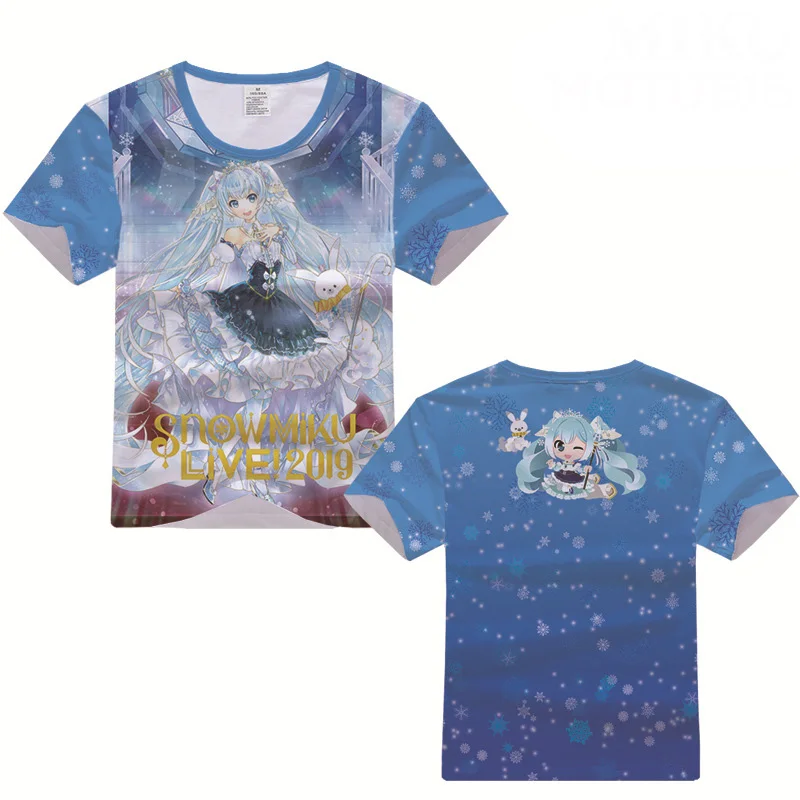 Hatsune Miku Kagamine Rin Len Snow Miku Live, футболка с 3D принтом, костюм для косплея для мужчин и женщин, Повседневная футболка, футболки с коротким рукавом
