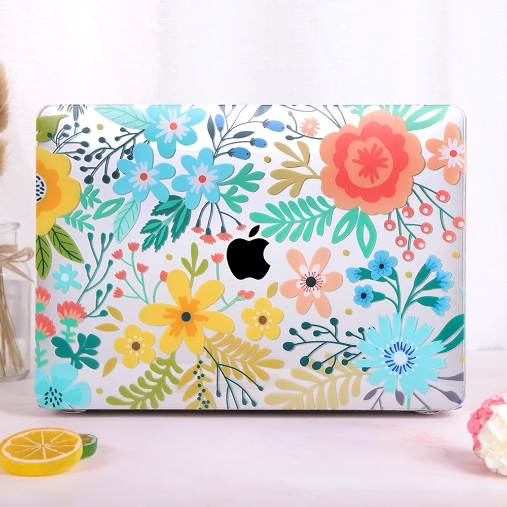 Цветочный чехол для ноутбука MacBook Air 13 A1466 A1932 Pro 13 15 16 дюймов Сенсорная панель A2141 a2159 пластиковый жесткий чехол Keybaord