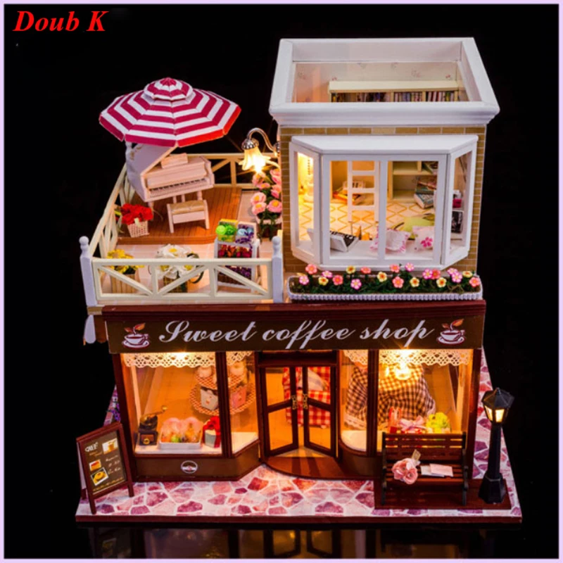Doub k DIY кофейный домик миниатюрная сборка модель игрушки головоломка миниатюры