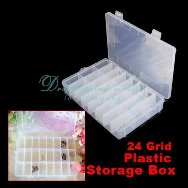 24 Grid Compartments Plastic False Nail Tips Storage Box Jewelry Content | Дом и сад
