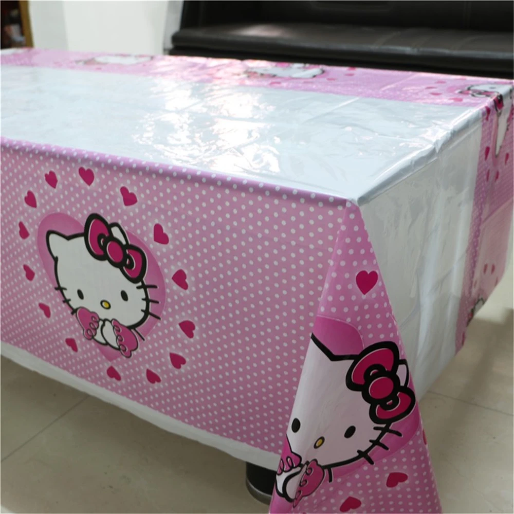 1 шт. одноразовые Пластик Скатерти мультфильм рисунок Hello Kitty тема покрытие стола