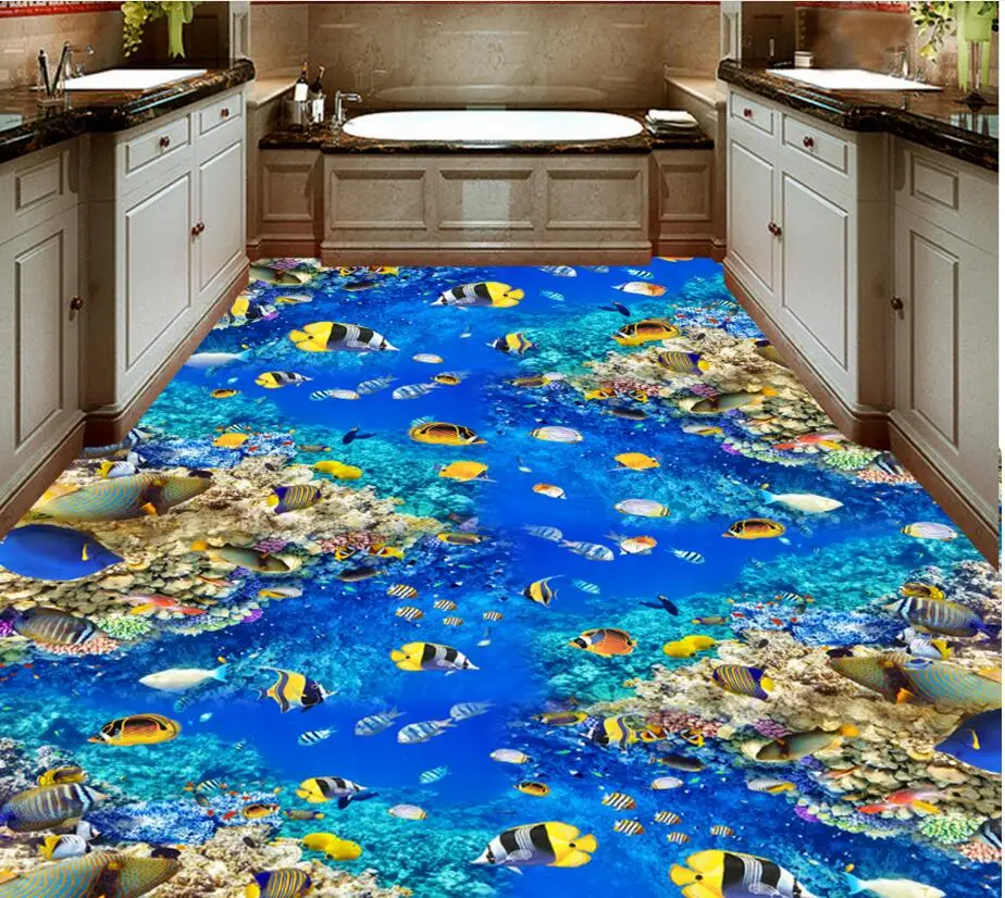 3d ПВХ Самоклеящиеся обои с рисунком рыбок кораллов под водой|wallpaper for walls|wallpaper