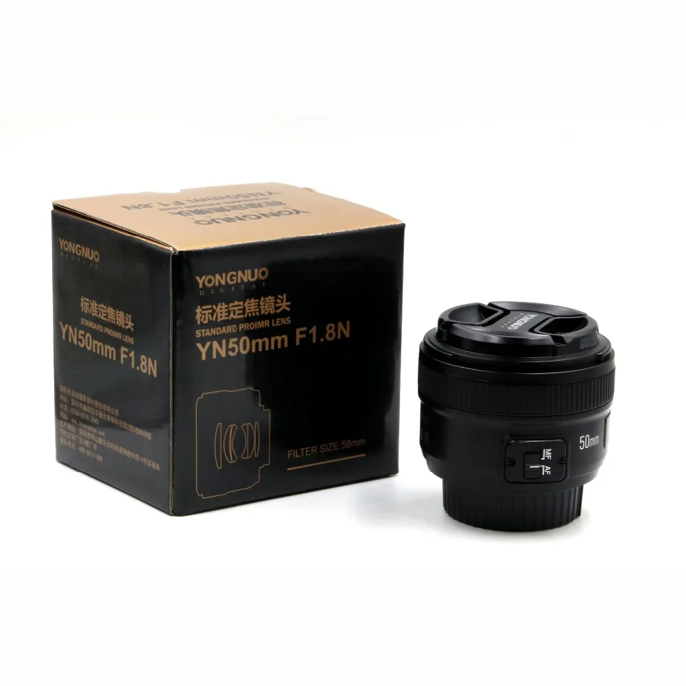 Объектив YONGNUO YN50MM F1.8 с большой диафрагмой и автофокусом для Nikon DSLR объектив 50 мм f1.8