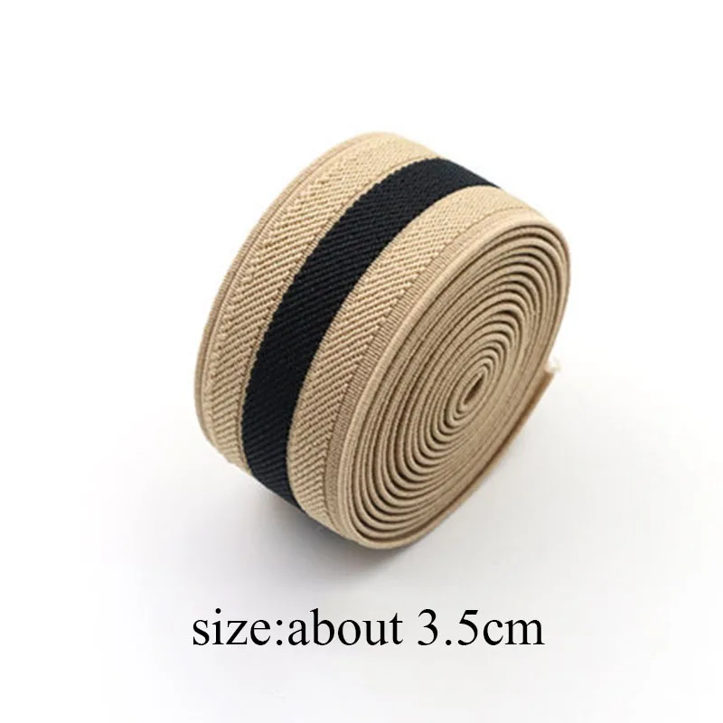black strips 3.5cm 2 м/лот; утолщенный Цветной полосатый эластичный пояс; пояс на талии; эластичная тесьма; тонкая резиновая веревка; обувь на плоской подошве; широкая резиновая повязка - Цвет: black strips 3.5cm