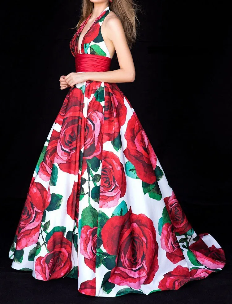 Женское платье с цветочным принтом повседневное длинное макси карманами