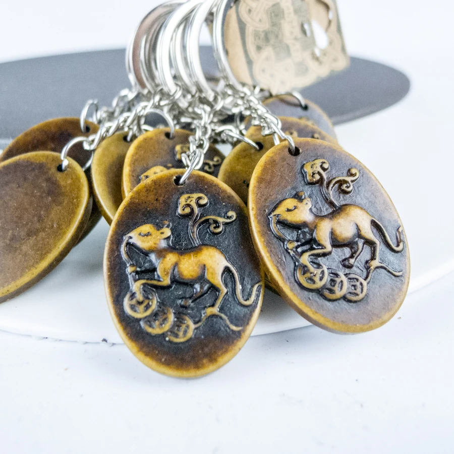 Мышь 12 Китайский Зодиак брелок ограничитель материал из кости яка костяного