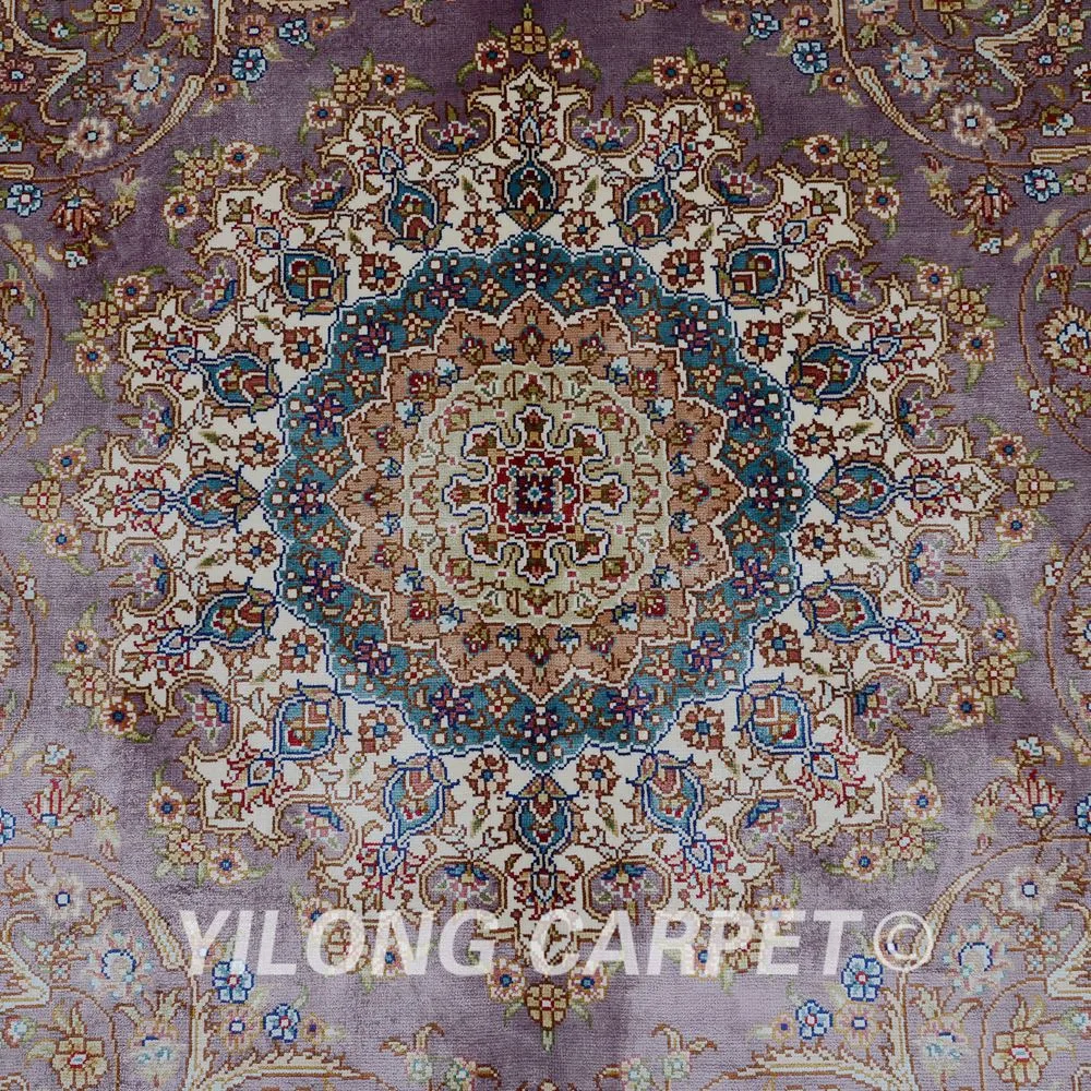 Yilong 5 'x 7 5' Ручная работа Тебриз шелк выгодный ковер изысканный qum персидский
