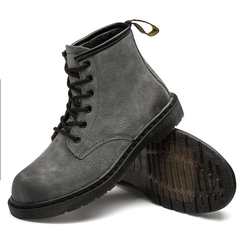 Super Warm Men's Winter Cow suede Leather Men Waterproof Rubber Snow Boots Leisure England Retro Shoes unisex Big Size 46 | Обувь