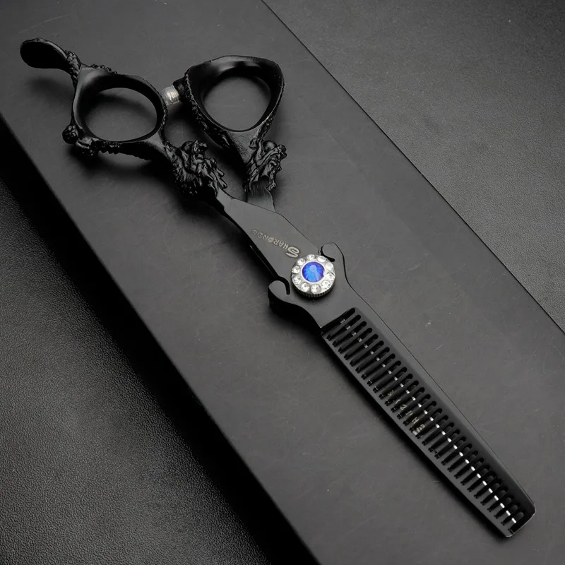 6inch thin Black 5,5/6 дюймов Парикмахерские ножницы для волос профессиональные высококачественные Парикмахерские ножницы для стрижки волос Истончение 440c золото - Цвет: 6inch thin Black