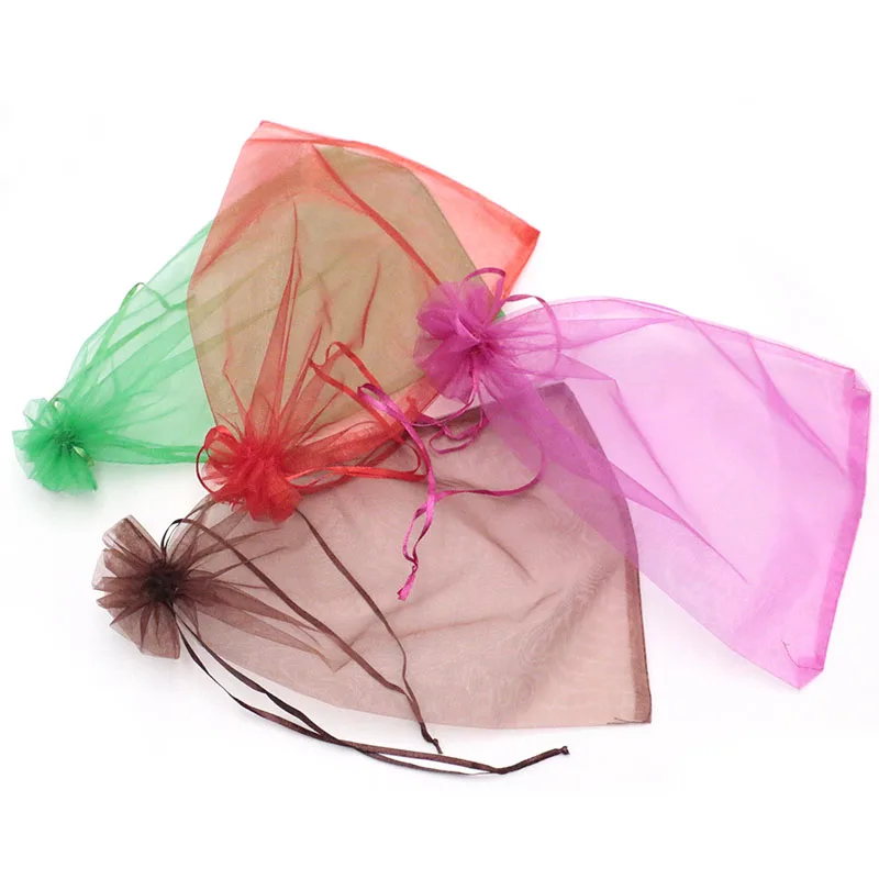 

20x30cm 300pcs Classical Organza Jewelry Packaging Drawstring Pouches Small Gift Candy Bags Jewelry Organizer Can Custom Logo