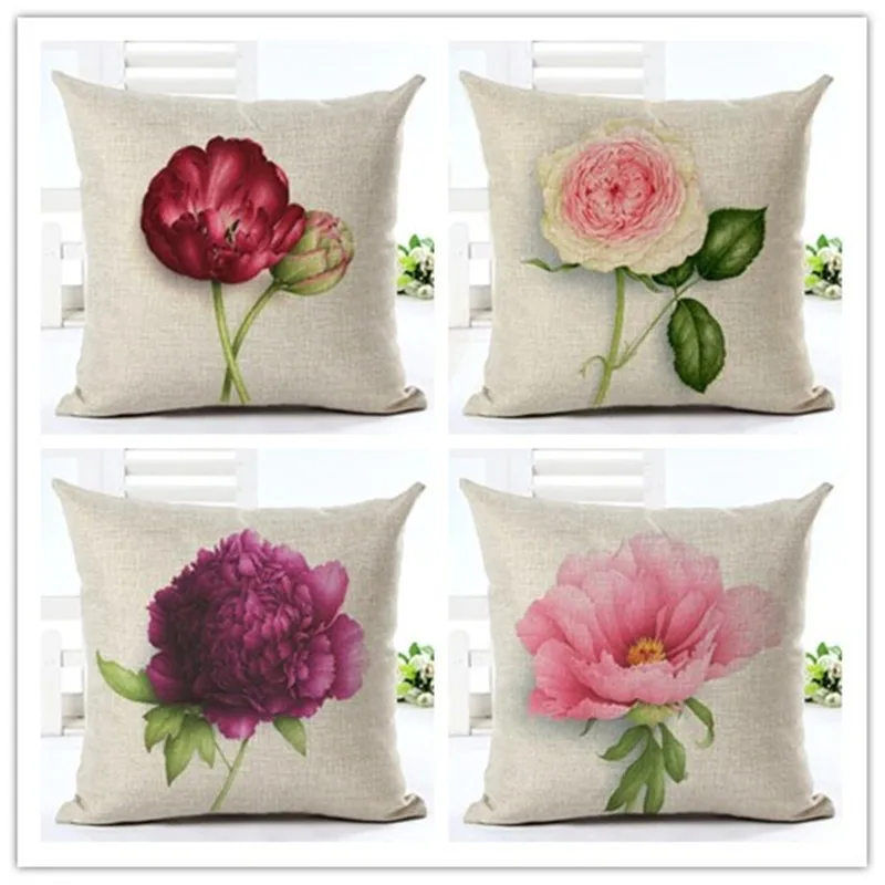 Модные диванные подушки в американском стиле для дома с цветочным принтом