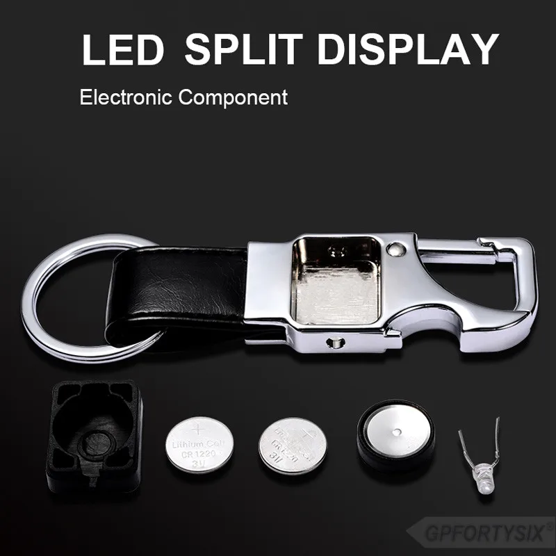 2019 Men Metal Keychain Business Style Black Leather LED Light Bottle Opener Multi-function Car Key chain Keyring Car-styling | Автомобили