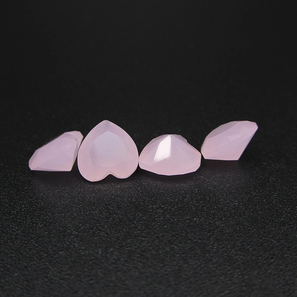 

Free Shipping 5A 50pcs/lot 3x3~12*12mm Heart Cut Loose Milky Pink Glass Stone Synthetic Gems Beads For Jewelry