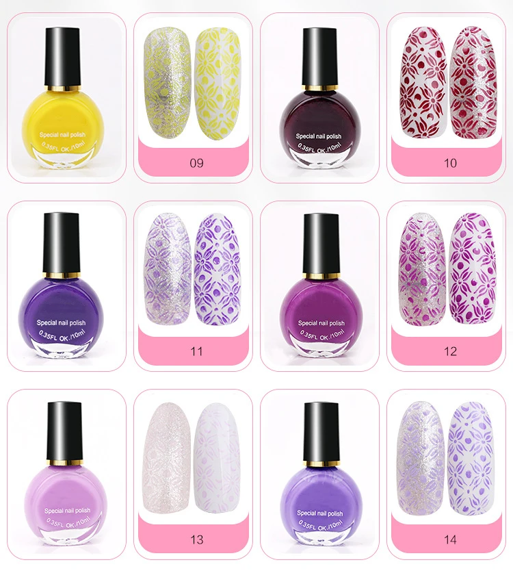 26 Colors Stamping Paint Nail Polish Pure Color Vernis a Ongle Nail Art Nagellak Gel Varnish Hybrid Lucky Lacquer Paint Gellak