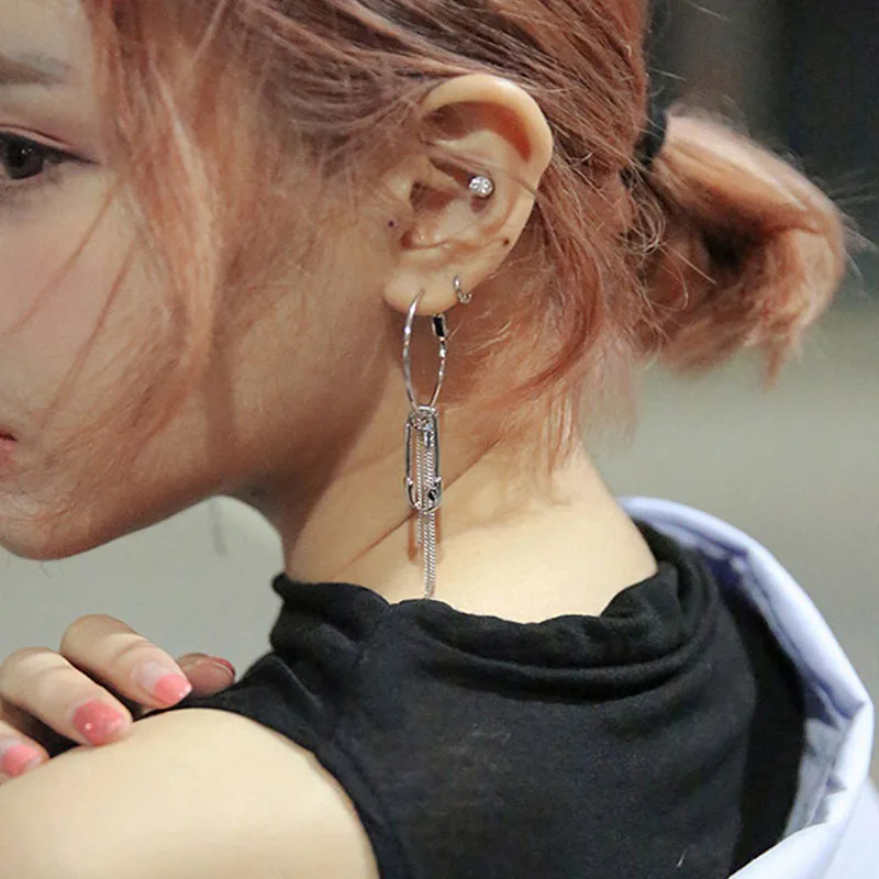 2020 новые модные асимметричные серьги кисточки с булавкой и цепочкой корейские