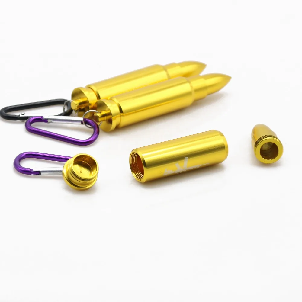 50 шт пуля стиль золотой брелок для ключей коробка хранения таблеток портативная