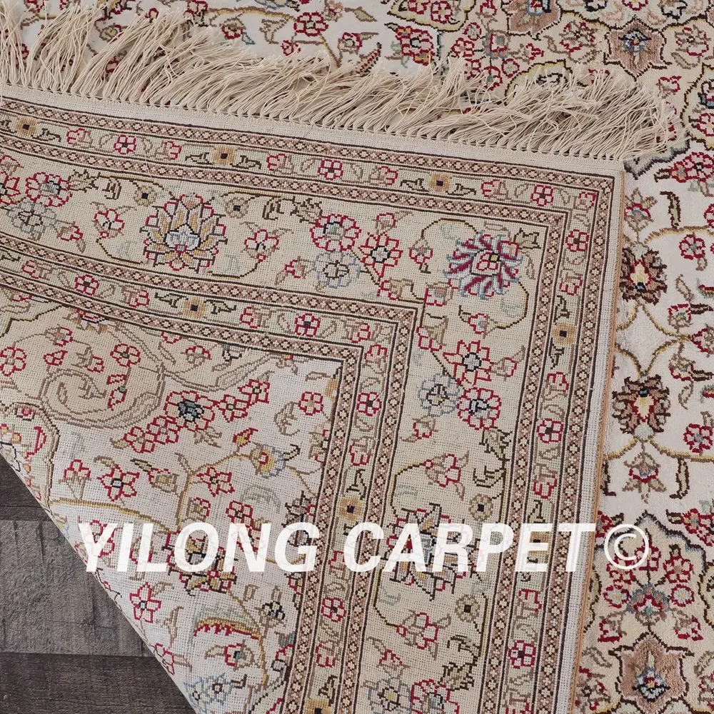 YILONG 4 'x 6' Тебриз ковер ручной работы бежевый vantage цветочный тонкий восточный