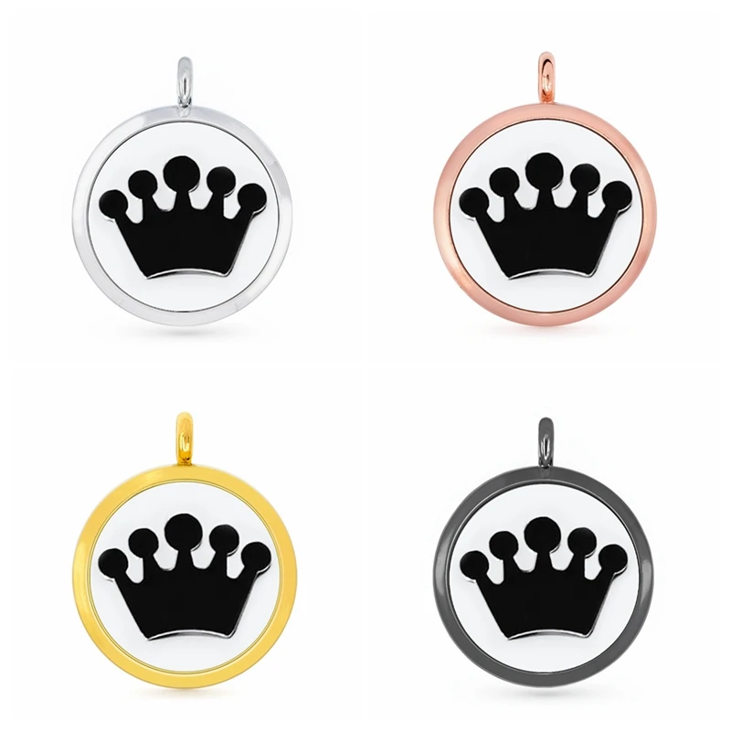 

30 мм полый Корона из розового золота ароматерапия эфирных масел Духи диффузор медальон кулон с 6 шт. подушечек подходит ожерелье брелок