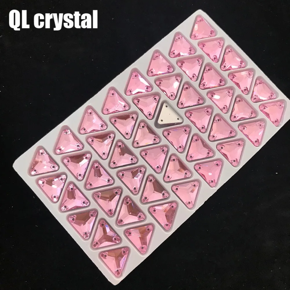 QL Кристалл 12x12 мм розовый три угла пришить для Diy свадебное платье Одежда обувь