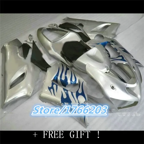 

For KAWASAKI Ninja 2005 2006 ZX6R 05 06 ZX-6R 636 05-06 ZX 6R 05 06 Fashion silver blue Fairing kit Ning