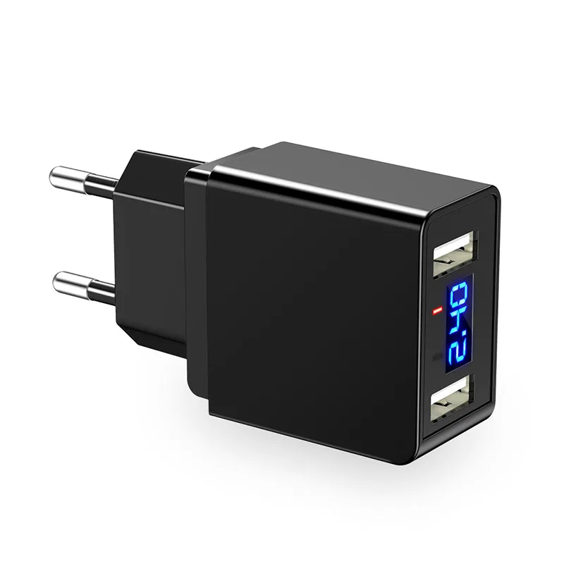 Быстрое зарядное устройство USB для iPhone Samsung Xiaomi LED дисплей 5 в 2.4A двойной | Отзывы и видеообзор