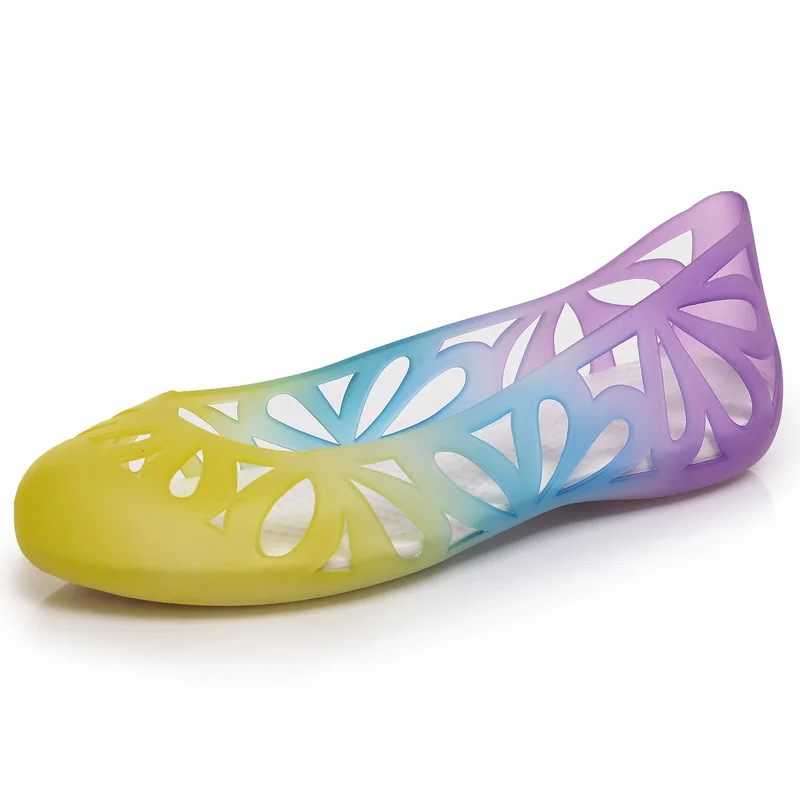2017 Градиент Цвета 3 Цветочные Девушки Сандалии Желе Обувь Летом Пляж Мокасины
