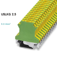 10pcslot uslkg 2 5 din rail ground terminal blocks type universal wiring connector screw terminal uslkg2 5n