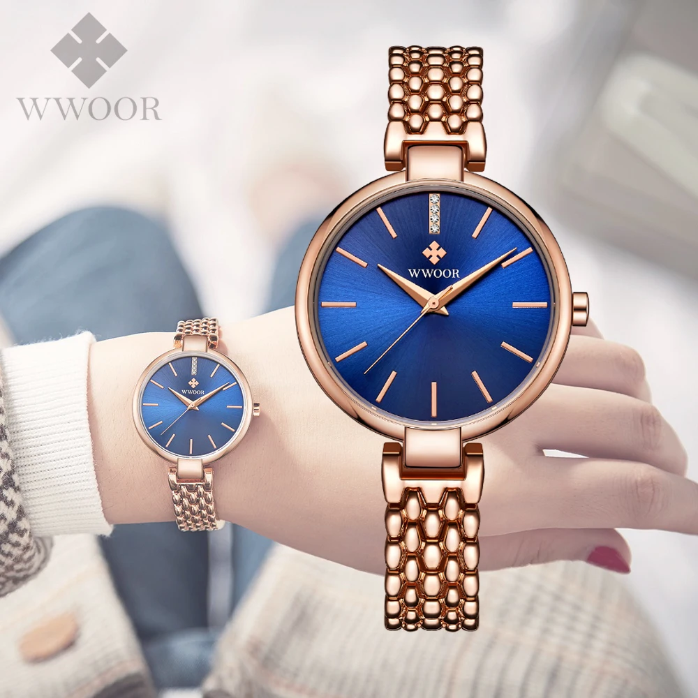 

WWOOR 2019 Classic Women Rose Gold Top Brand Luxury Ladies Dress Business Fashion Casual Waterproof Watches Quartz Wristwatch