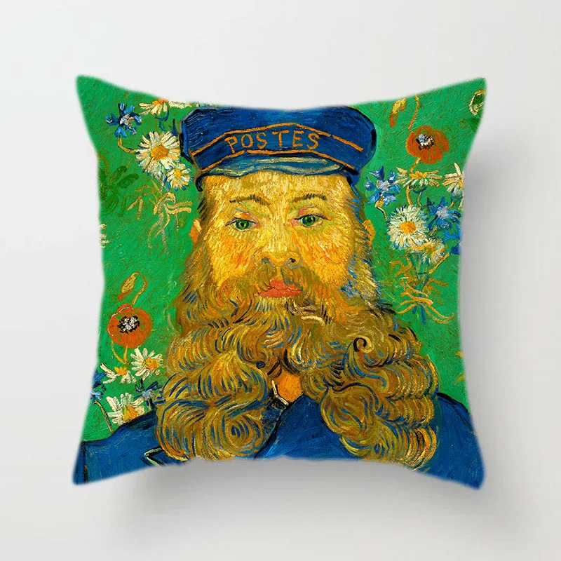 Van Gogh16 Ретро льняная/персиковая кожаная наволочка для подушки самостоятельно разработанная Ван Гог Картина маслом голова серия подушка для гостиной чехол - Цвет: Van Gogh16