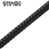 reamor 6mm round braided genuine leather cords string rope bracelet findings jewelry making 1mlot