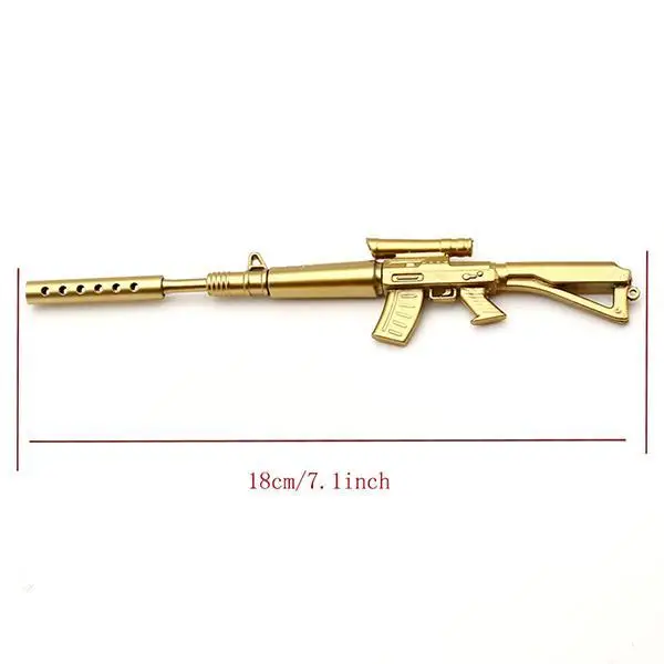 1 шт. Золотая винтовка форма черные чернила Шариковая ручка канцелярские