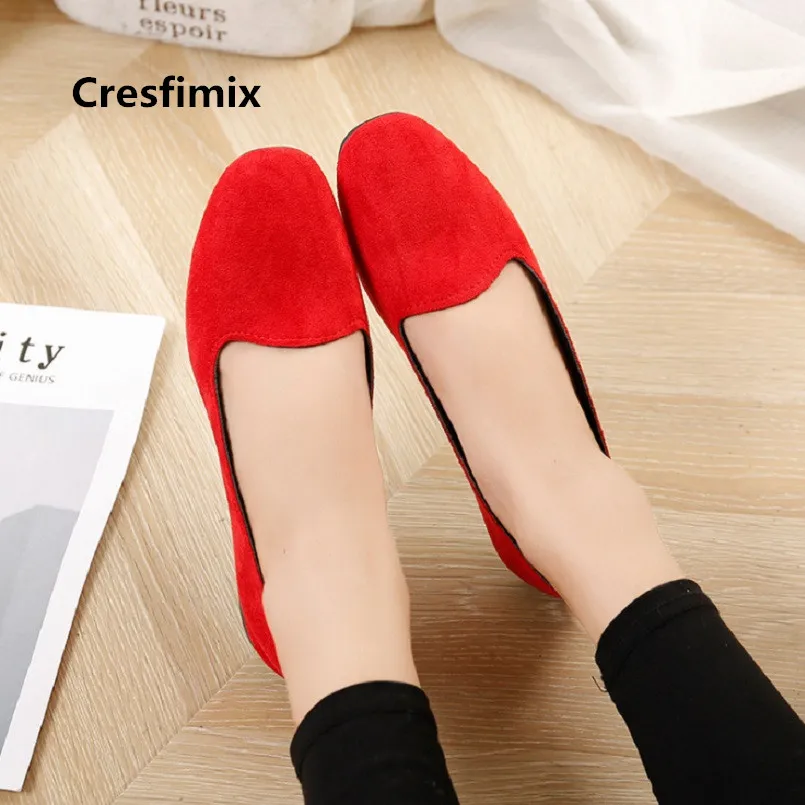 Cresfimix vrouwen platte из натуральных материалов schoenen Женская мода с круглым носком обувь