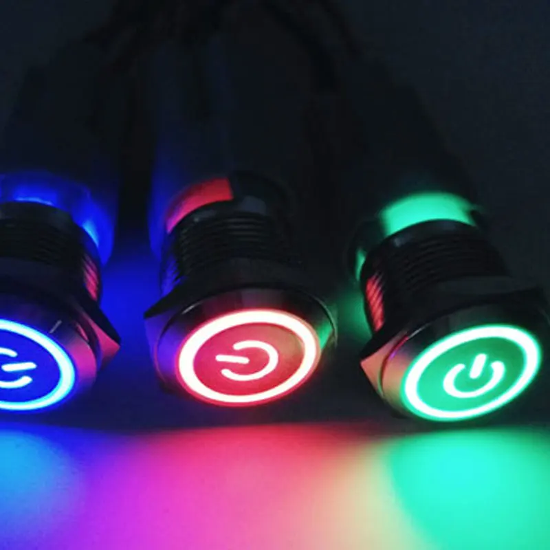 Новый 16 мм защелкивающийся 5 штифтов кнопочный переключатель LED 3V5V 12В 24В 220В