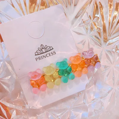 HZ Новинка милая Цветная Акриловая заколка для волос Gummy Bear заколки для волос аксессуары для волос для женщин девочек детей - Цвет: 9