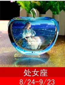 1 шт. Хрустальная модель яблока фигурки пресс-папье натуральные камни, минералы, фото кристаллы для домашнего декора LH 005 - Цвет: Сливовый