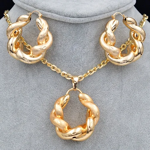 Earrings Necklace Солнечные ювелирные изделия женские комплекты больших украшений колье серьги Кулон Романтический Крест Ювелирные наборы для свадьбы медная фурнитура ювелирных изделий - Окраска металла: Earrings Necklace