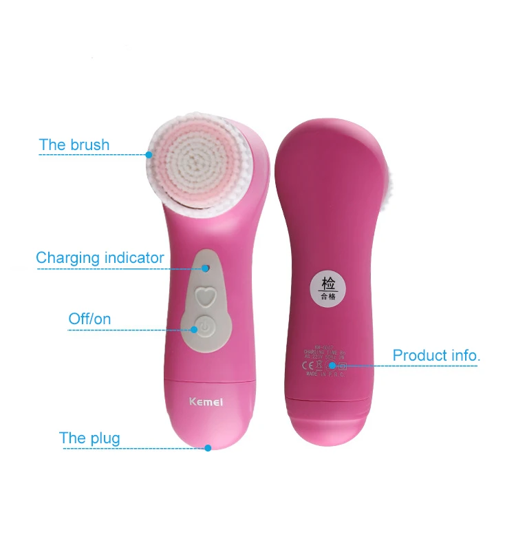 Kemei перезаряжаемая щетка для лица очиститель Электрический ультразвуковой limpiador