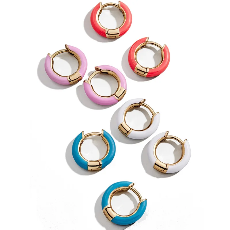 Модные круглые золотые маленькие серьги-гвоздики женские серьги из меди с